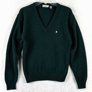 VTG Arnold Palmer Sweater Men M Green 100% Lambswool Preppy Classic Golf Masters